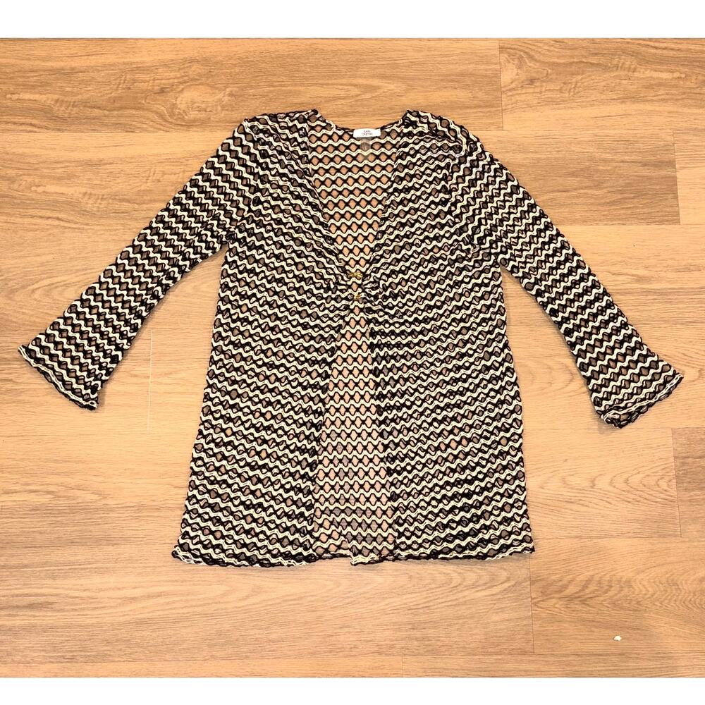 Sara Cristina Nerea crochet-lace long sleeve beach cover up womens size L